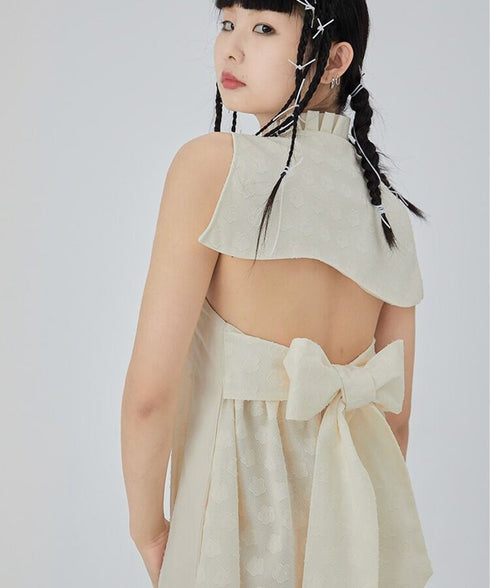 Dot Jacquard Asymmetric Dress